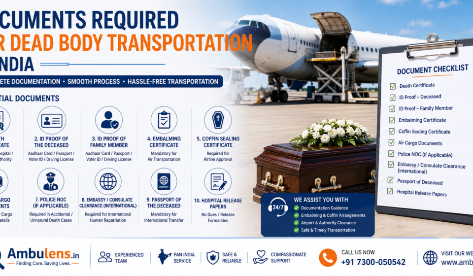 Documents required for dead body transportation in India including death certificate and air cargo clearance paperwork