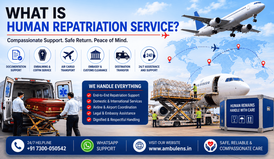 Human repatriation service showing international transportation of human remains through air cargo, documentation, and airport coordination.