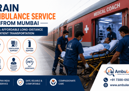 Train ambulance service from Mumbai with ICU patient transfer, ventilator support, trained medical staff, and long-distance medical transportation.