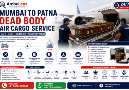 Mumbai to Patna dead body air cargo service showing a coffin being loaded into a commercial aircraft cargo compartment by trained transportation professionals.