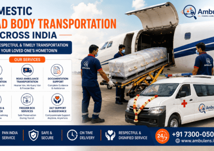 Domestic dead body transportation across India using air cargo aircraft, mortuary ambulance, coffin transfer, and professional logistics support.