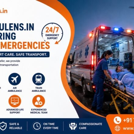 Medical emergency transportation service showing ambulance, air ambulance, patient transfer, and emergency response team providing critical care support.