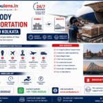 Dead body transportation from Mumbai to Kolkata showing a coffin being loaded into a commercial aircraft cargo compartment by trained transportation professionals.