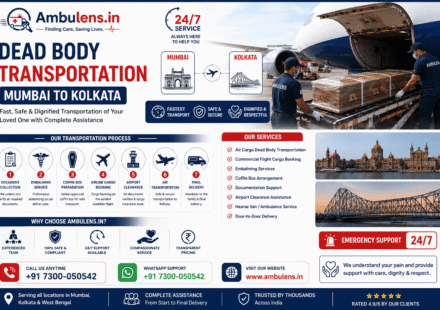 Dead body transportation from Mumbai to Kolkata showing a coffin being loaded into a commercial aircraft cargo compartment by trained transportation professionals.