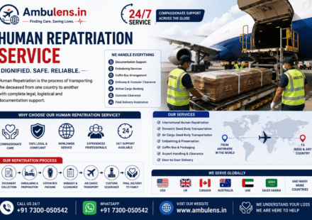Human repatriation service showing international transportation of human remains through air cargo with embassy clearance, customs support, and global logistics coordination.
