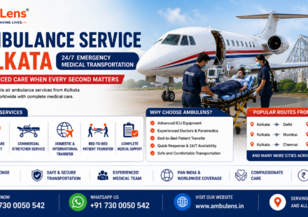 Air Ambulance Service in Kolkata with ICU-equipped medical aircraft, ventilator support, experienced doctors, and 24/7 emergency patient transfer services by AmbuLens.