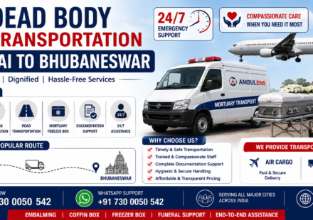 Dead Body Transportation Mumbai to Bhubaneswar service by AmbuLens with air cargo support, mortuary van, freezer box facility, and 24/7 interstate transportation assistance.