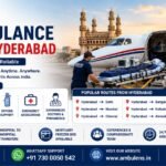 Air Ambulance Service in Hyderabad with ICU-equipped aircraft, ventilator support, critical care doctors, and emergency patient transfer by AmbuLens