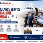 Air Ambulance Service from Bangalore to Mumbai featuring an ICU-equipped aircraft, critical patient transfer, experienced doctors, ventilator support, and Ambulens.in emergency medical transportation.