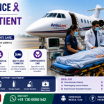Air Ambulance for Cancer Patient Transfer with ICU-equipped aircraft, oncology patient, experienced doctors, oxygen support, ventilator care, and bedside-to-bedside medical transportation by AmbuLens.