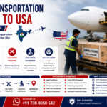 Dead Body Transportation from India to USA showing international air cargo aircraft, airline-approved coffin box, India to USA route, embalming support, embassy documentation, and professional human remains repatriation by AmbuLens.