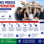 Embassy Clearance Process for Human Repatriation featuring embassy officials reviewing documents, passport, death certificate, airline cargo coordination, coffin transportation, and international human repatriation services by AmbuLens.