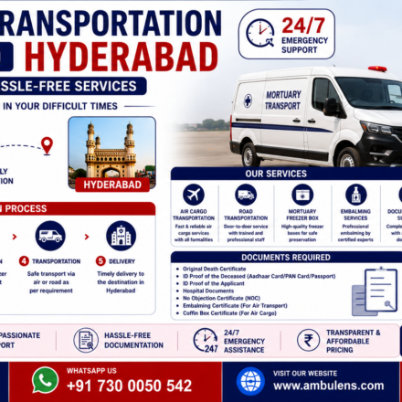 Dead Body Transportation Mumbai to Hyderabad with air cargo services, freezer box arrangements, embalming support, and complete documentation assistance by AmbuLens.