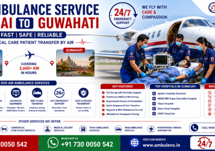 Air Ambulance Service Mumbai to Guwahati with ICU-equipped aircraft, ventilator support, experienced doctors, and emergency patient transfer services by AmbuLens.