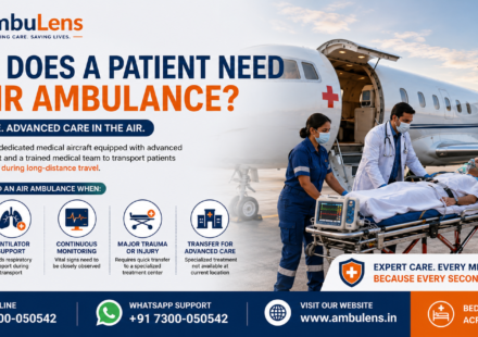 When does a patient need an air ambulance for critical medical transportation in India