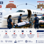 Patient transfer from Jaipur to Ahmedabad by air ambulance with ICU medical support