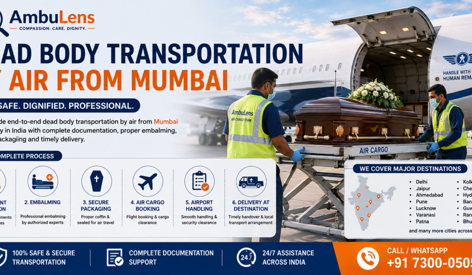 Dead body transportation by air from Mumbai with airline cargo and ambulance support