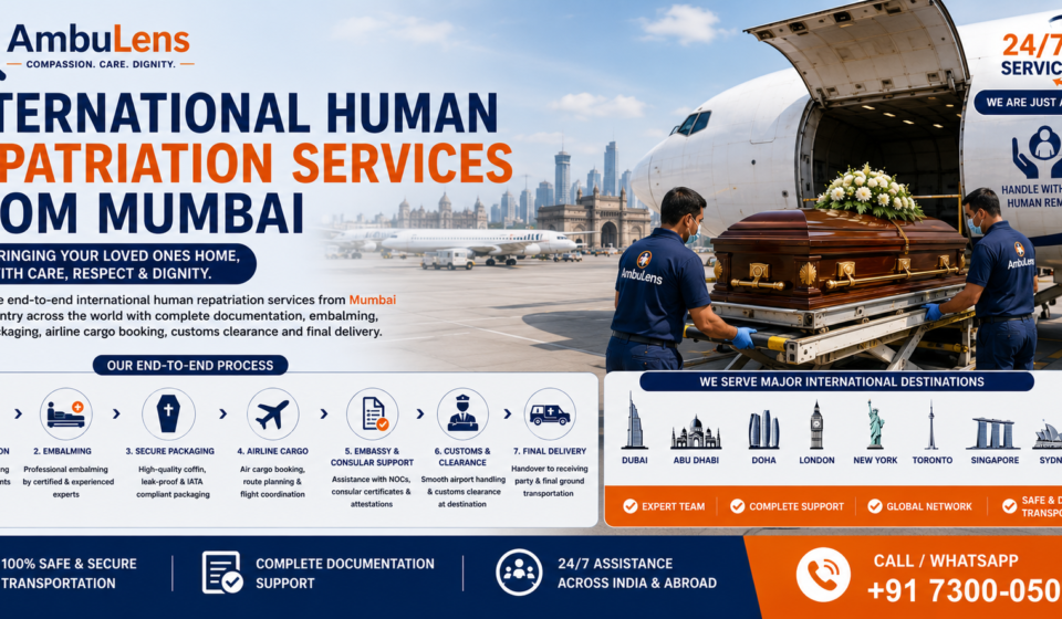 International human repatriation services from Mumbai with airport cargo and global transportation support