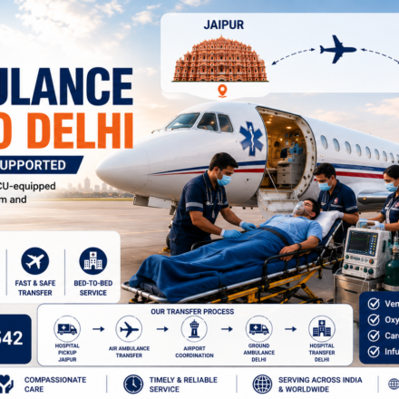 Air ambulance from Jaipur to Delhi for critical patient transfer
