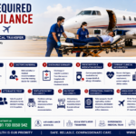 Documents required for air ambulance in India showing medical reports, patient identification, doctor documents, hospital records, and air ambulance transportation.