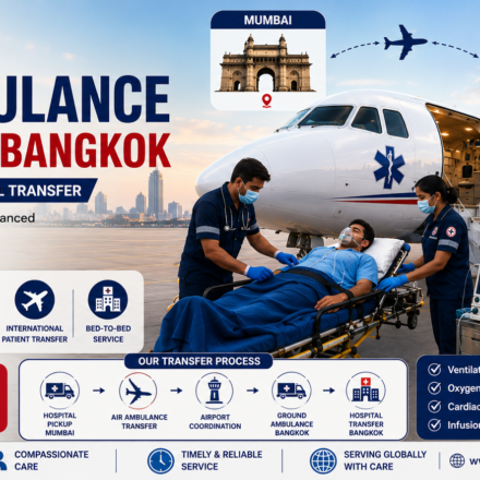 Air ambulance from Mumbai to Bangkok for international patient transfer