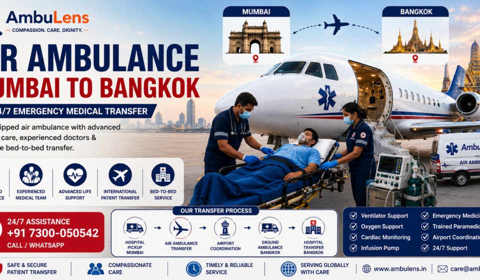 Air ambulance from Mumbai to Bangkok for international patient transfer