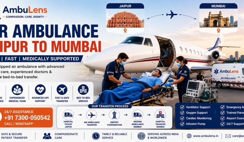 Air ambulance from Jaipur to Mumbai for critical patient transfer