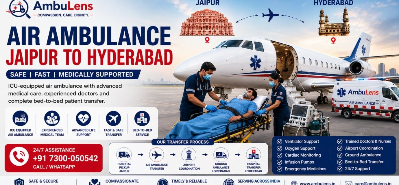 Air ambulance from Jaipur to Hyderabad for critical patient transfer