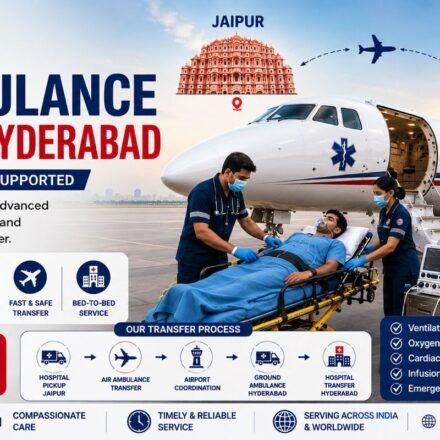 Air ambulance from Jaipur to Hyderabad for critical patient transfer