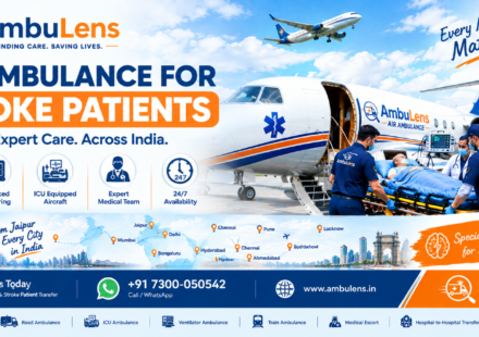 Air ambulance for stroke patients with medical team and critical care