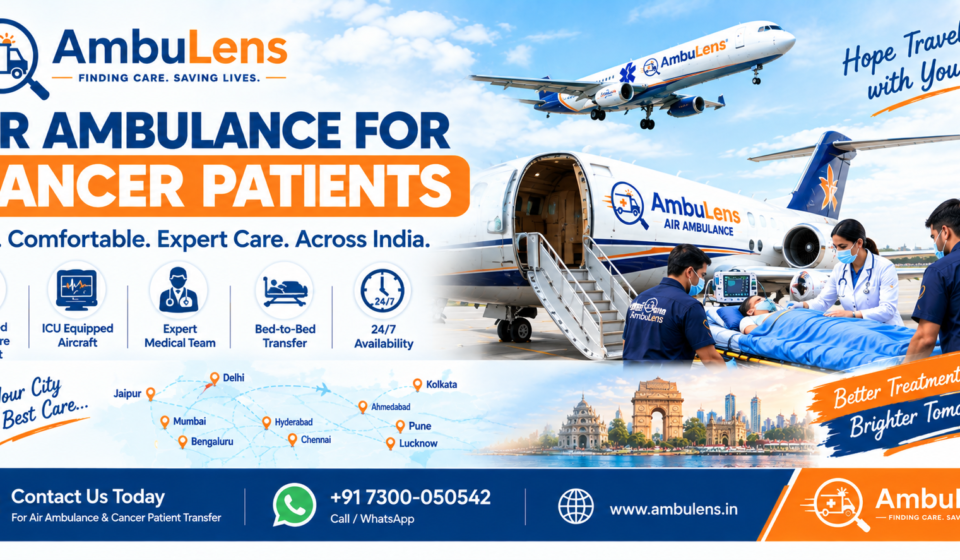 Air ambulance for cancer patients with medical team and critical care support