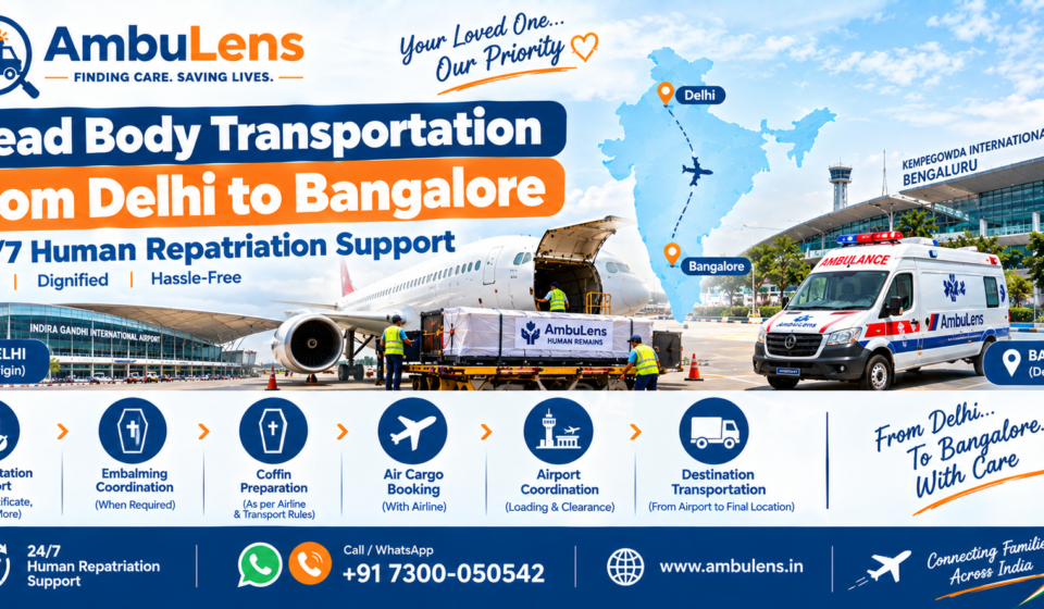 Dead body transportation from Delhi to Bangalore by air cargo