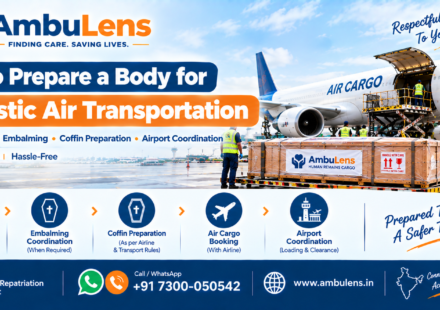 Body transportation by air in India with airport and medical transport support