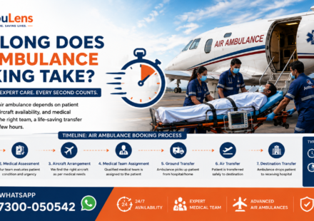 How long does air ambulance booking take for emergency patient transfer