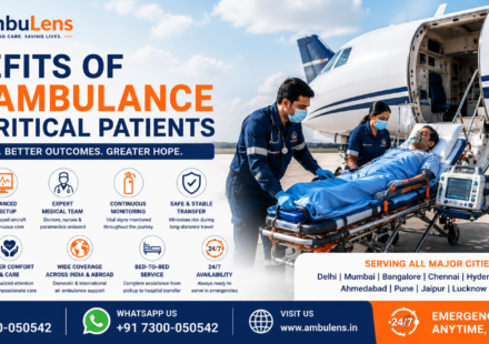 Air ambulance service transporting a critical patient with medical support
