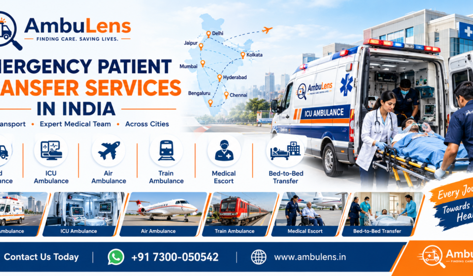 Emergency patient transfer services in India with medical ambulance support