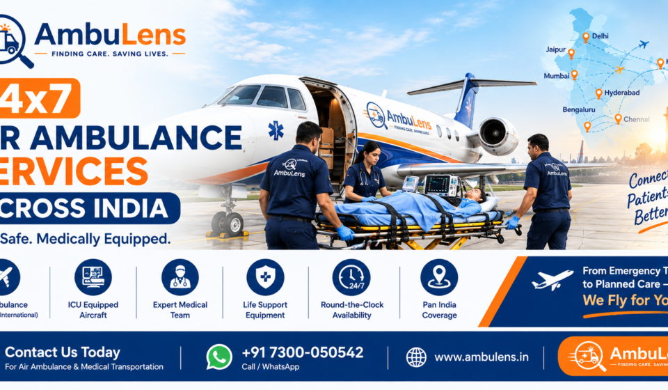 24x7 air ambulance services across India with medical team
