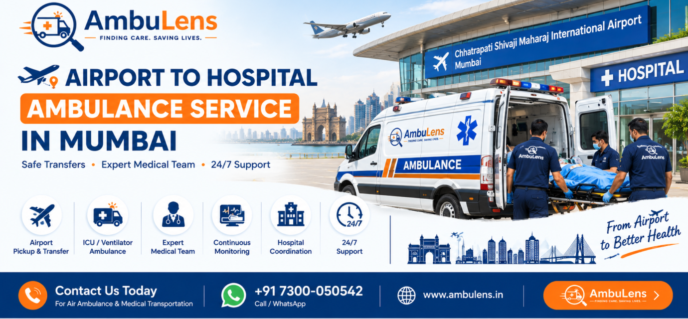 Airport to hospital ambulance service in Mumbai for patients