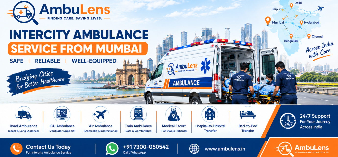 Intercity ambulance service from Mumbai for long-distance patient transfer