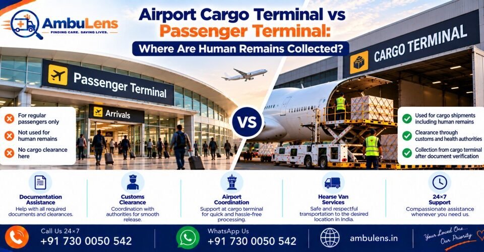 Difference between airport cargo and passenger terminals for human remains collection