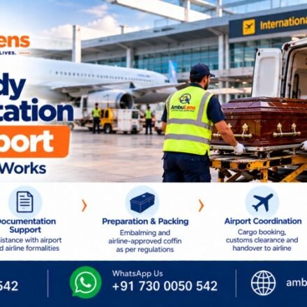 Dead body transportation service near an airport in India