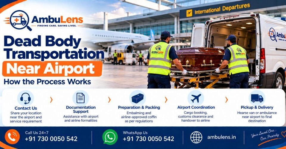 Dead body transportation service near an airport in India