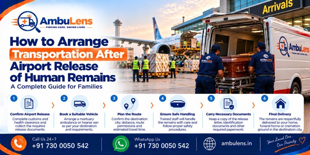 Arranging dead body ambulance transportation after airport cargo release in India