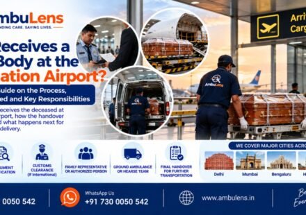 Authorised person collecting human remains at a destination airport