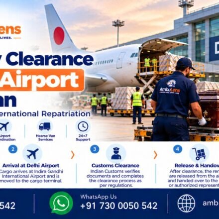 Dead body clearance and transportation coordination at Delhi Airport for remains arriving from Japan