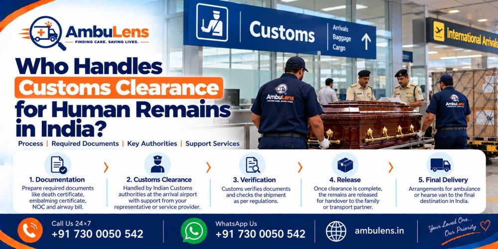 Human remains clearance process at an Indian airport with document verification and transportation coordination