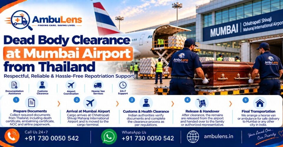 Dead body clearance at Mumbai Airport for human remains arriving from Thailand