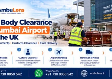 International dead body transportation from the UK arriving at Mumbai Airport for clearance and onward transfer in India