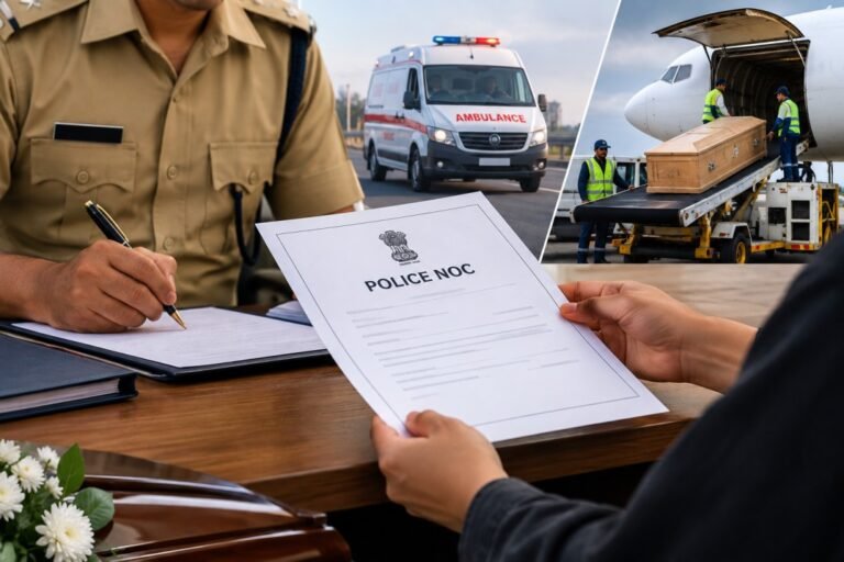 Police NOC documents for dead body transportation in India