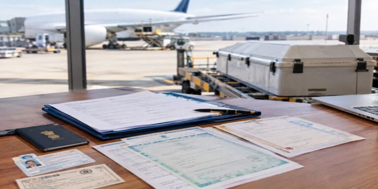 Documents prepared for human remains air transportation